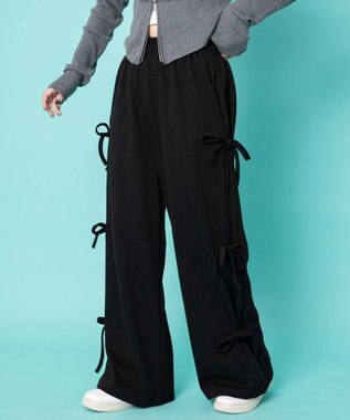 WEGO サイドリボンスウェットパンツ ブラック
