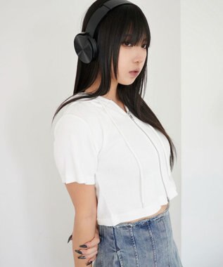 WEGO リブハンソデジップパーカー ホワイト