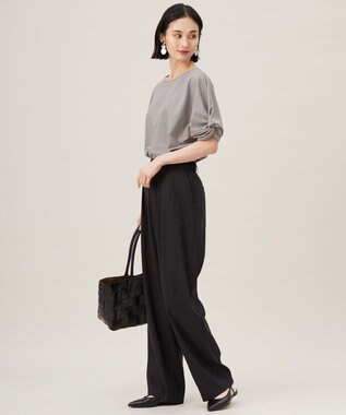 自由区 S 【接触冷感・UVカット・吸水速乾・抗菌防臭・洗える】ハイツイストポンチスリーブディティール カットソー モスグレー