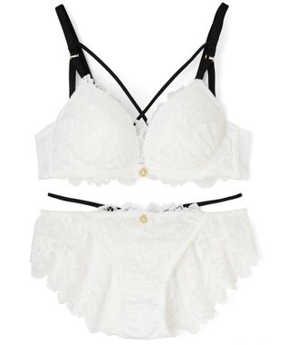 San-ai Resort（三愛水着楽園） 【WEB限定】【プチプラブラセット】純欲レーシーBIGクロスブラジャー＆ショーツセット 【northerly】 ホワイト