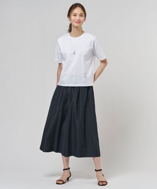 J.PRESS LADIES L エアリースパンボイル ガウチョ パンツ ネイビー系