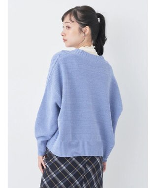 earth music&ecology ベロアモールケーブルカーディガン Blue