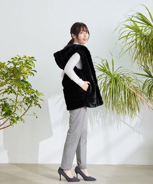 Tiaclasse 【2WAY】着回し自由のリバーシブルキルトフェイクファーベスト ブラック