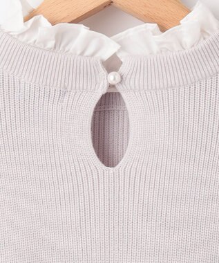 組曲 L 【WEB限定】襟付き片畔ニットプルオーバー ライトグレー系