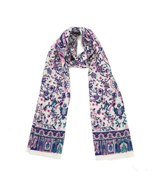 Marca ＜オシャレに防寒＞【Marcaオリジナル 】小鳥さらさペルシャウールロング シルクウール ロングスカーフ ピンク