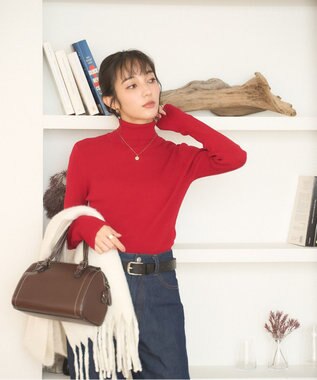 WEGO 【手洗い可】タートルネックニット レッド