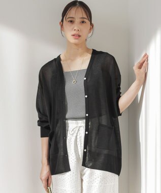 組曲 S 【先行予約】シアーニットVネック カーディガン ブラック系