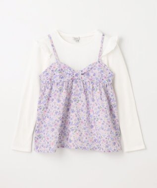 ANY KIDS 花柄キャミセット 長袖 Tシャツ ホワイト×ラベンダー系花柄