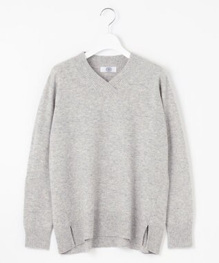 J.PRESS LADIES L 【洗える】CASHMERE BLEND Vネック プルオーバーニット トップグレー系