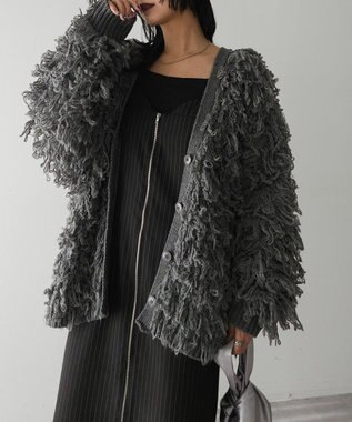 Green Parks フリンジニットカーディガン Gray