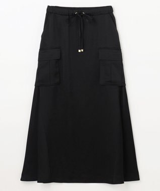 GRACE CONTINENTAL サテンミリタリーロングスカート ブラック