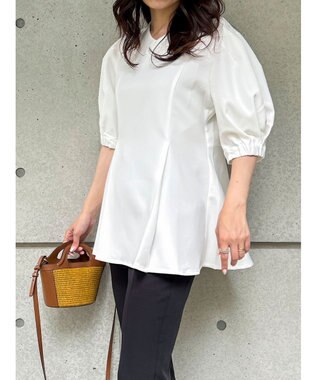 Green Parks AnriettMusee パフスリーブペプラムブラウス Off White