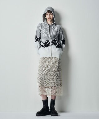 GRACE CONTINENTAL スノージャガードニットフーディ グレー