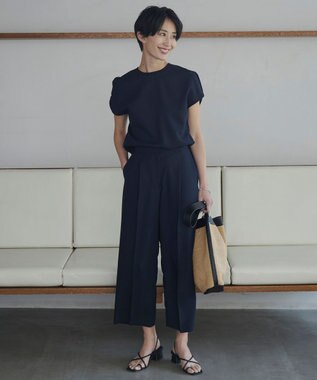 ICB 【WEB限定カラーあり】FluidBackSatin ワイドクロップドパンツ ネイビー系