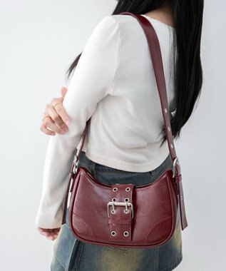 WEGO マルチWAYハーフムーンベルトバッグ ワイン