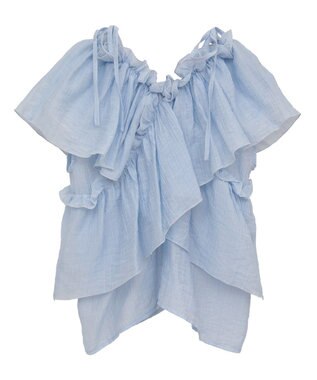 Green Parks マルチＷＡＹオフショルフリルブラウス Sax