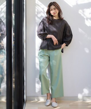 ANY L 【洗濯機可】エンブロイダリーブラウス チャコール