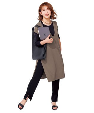 UNFILO 【ストレッチ/洗える】出会えるパンツ テーパード ブラック系