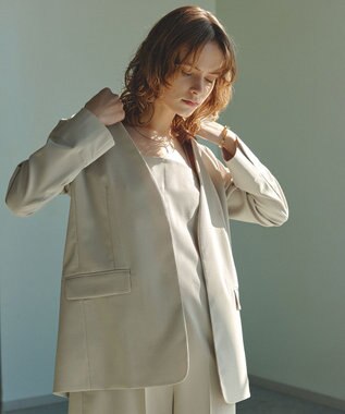 UNFILO TENNEN TOUCH ノーカラージャケット ベージュ