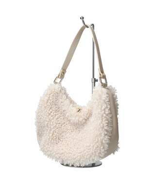 INTER-CHAUSSURES 【ANDREA CARDONE ITALI】レザーハンドルボアホーボーバッグ アイボリー