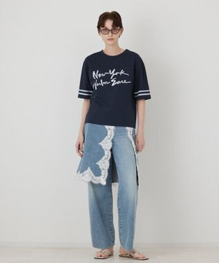 GRACE CONTINENTAL カレッジロゴプリントTシャツ ネイビー