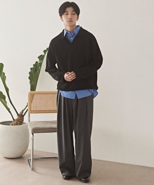 WEGO スキッパーニットポロ ブラック