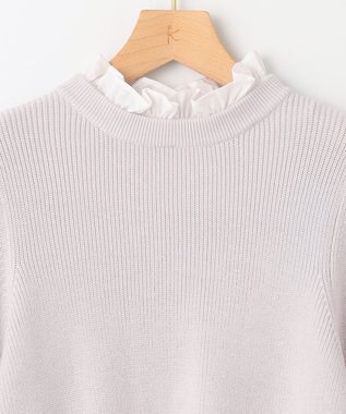 組曲 L 【WEB限定】襟付き片畔ニットプルオーバー ライトグレー系