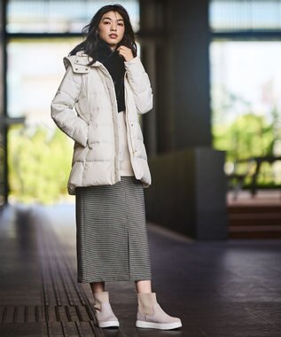 ANY 【洗濯機可/フード取り外し可能/撥水】楽映えリッチロング丈ダウン エクリュ