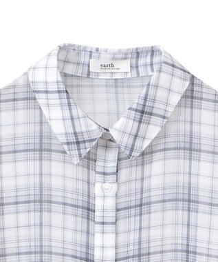 earth music&ecology シアーチェックシャツ Off White