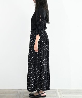 FORFORMO Pleated Skirt プリーツスカート プリントブラック