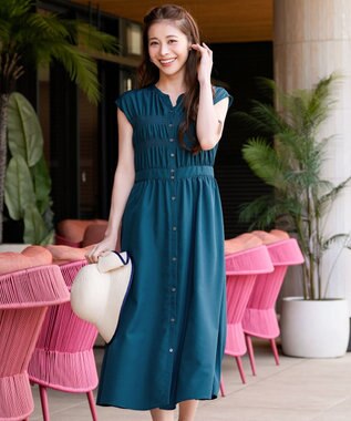 ANY SIS L フロントボタンシャーリング ワンピース