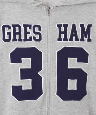 WEGO ナンバリングビッグジップパーカー 杢グレー