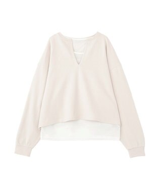Green Parks ＳＥＴ２点　深Ｖネック裏毛＋プルオーバー Ecru