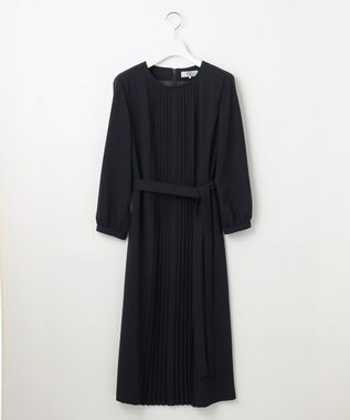 J.PRESS LADIES S 【洗える】ノルディス2wayジョーゼット フロントプリーツ ワンピース ネイビー系