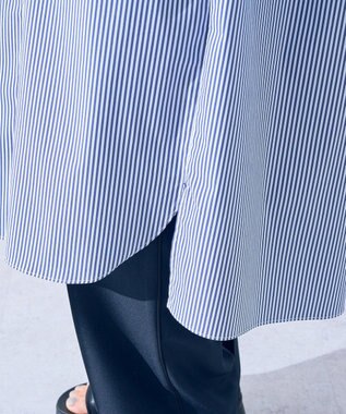YECCA VECCA リブMIXシャツワンピース Stripe