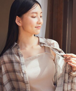 earth music&ecology シアーチェックシャツ Brown