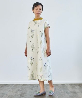 muuc ボタニカル刺繍のワンピースドレス ホワイト