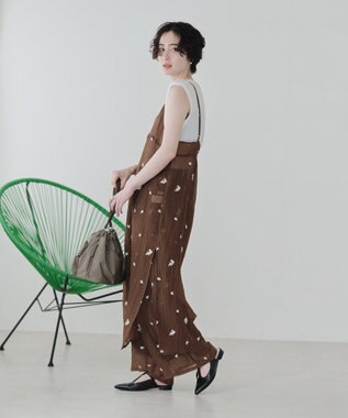 Green Parks 花柄刺繍キャミワンピース Brown