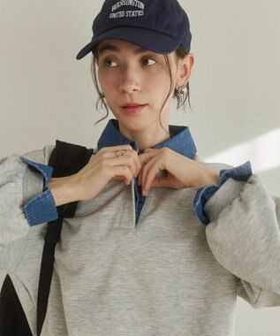 WEGO 【ANGIE VINTAGE】デニム襟スウェット ライトグレー