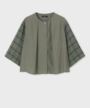 Paul Smith シアー チェック ブラウス カーキ