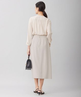 自由区 【洗える】バックサテンアムンゼンストライプ ブラウス ベージュ×オフストライプ