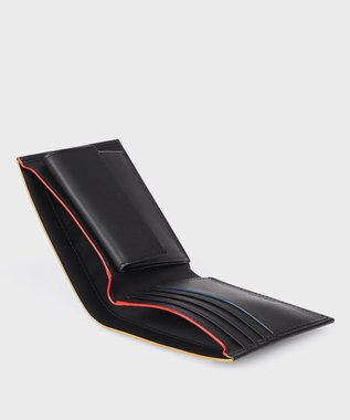 Paul Smith ストライプカラードエッジ 2つ折り財布 ブラック