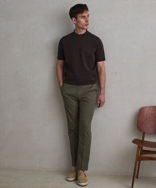 GOTAIRIKU 綿とポリのいいとこどり【洗濯機可】テーラード DRESS BIZ ニットTシャツ ダークブラウン系