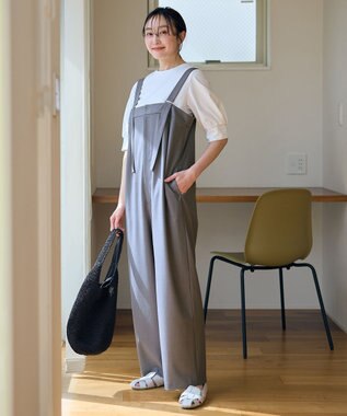 ANY イージーケアライトストレッチサロペット グレー