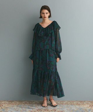 GRACE CONTINENTAL ラメストライププリントスカート