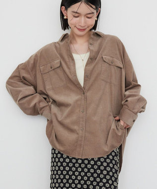 AMERICAN HOLIC Ｗポケットコーデュロイシャツ Gray Beige