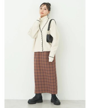 earth music&ecology スカラップニットカーディガン Ivory