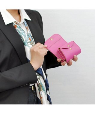 UNBILLION perche 姫路レザーかぶせミニウォレット ピンク