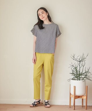 ANY L 【洗濯機可能】ライトリネンクロス　フレアスリーブ ギンガム