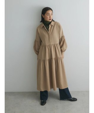 Green Parks armonia. ジャガードシャツワンピース Beige